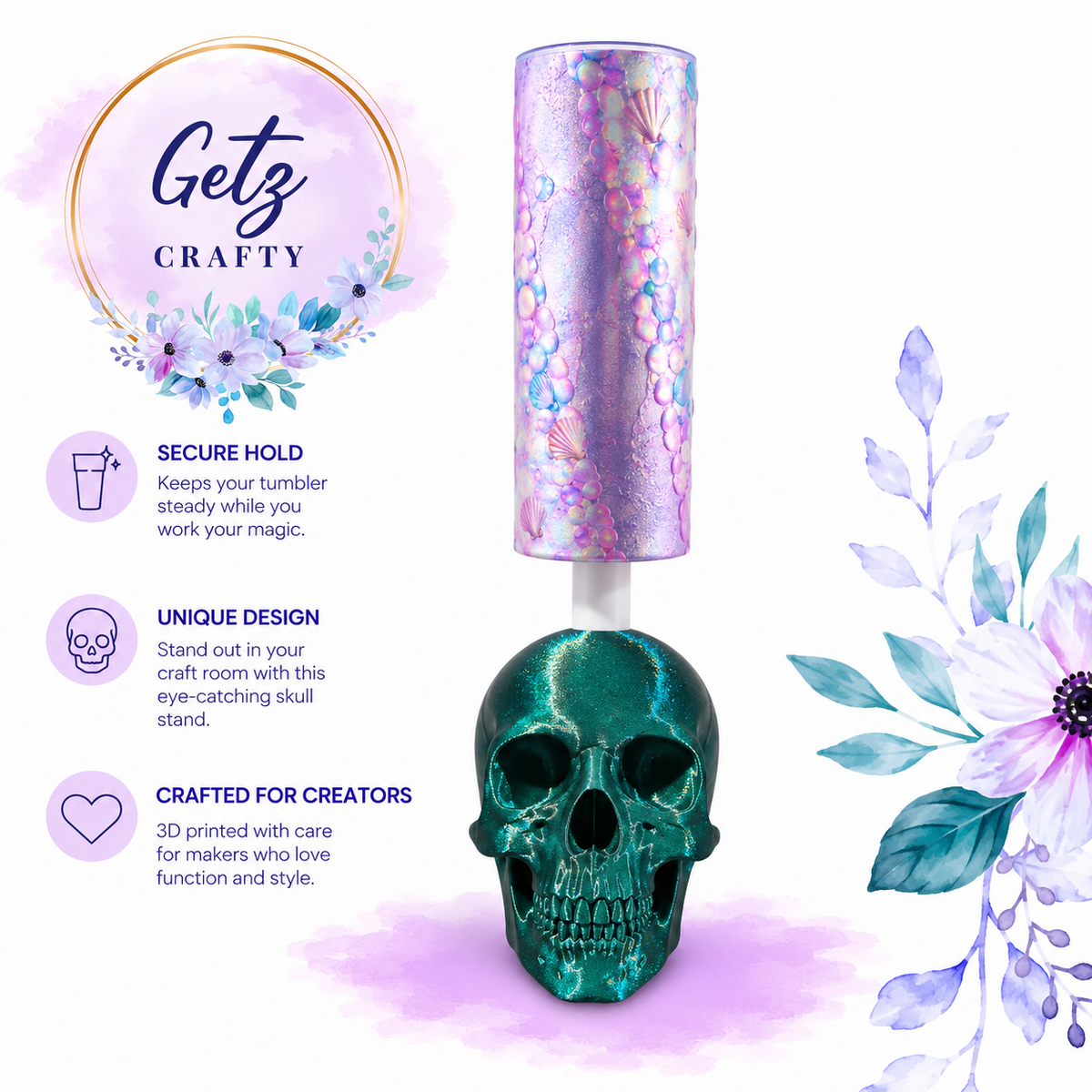Skull Drying Stand 3/4” (Glitter Green)
