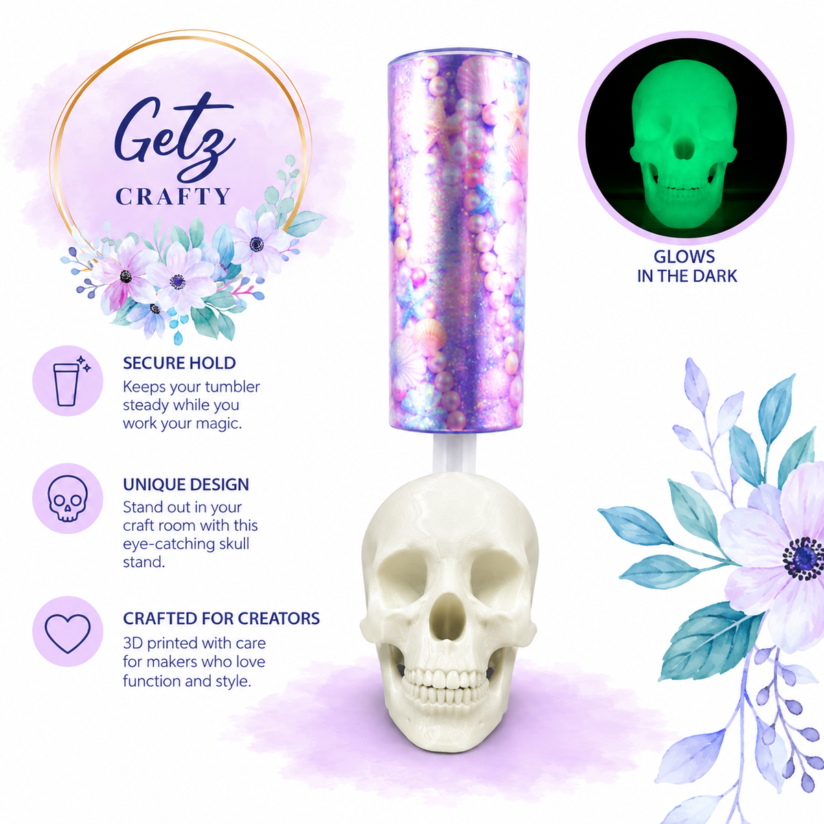 Skull Drying Stand 3/4” (Glow in the Dark)