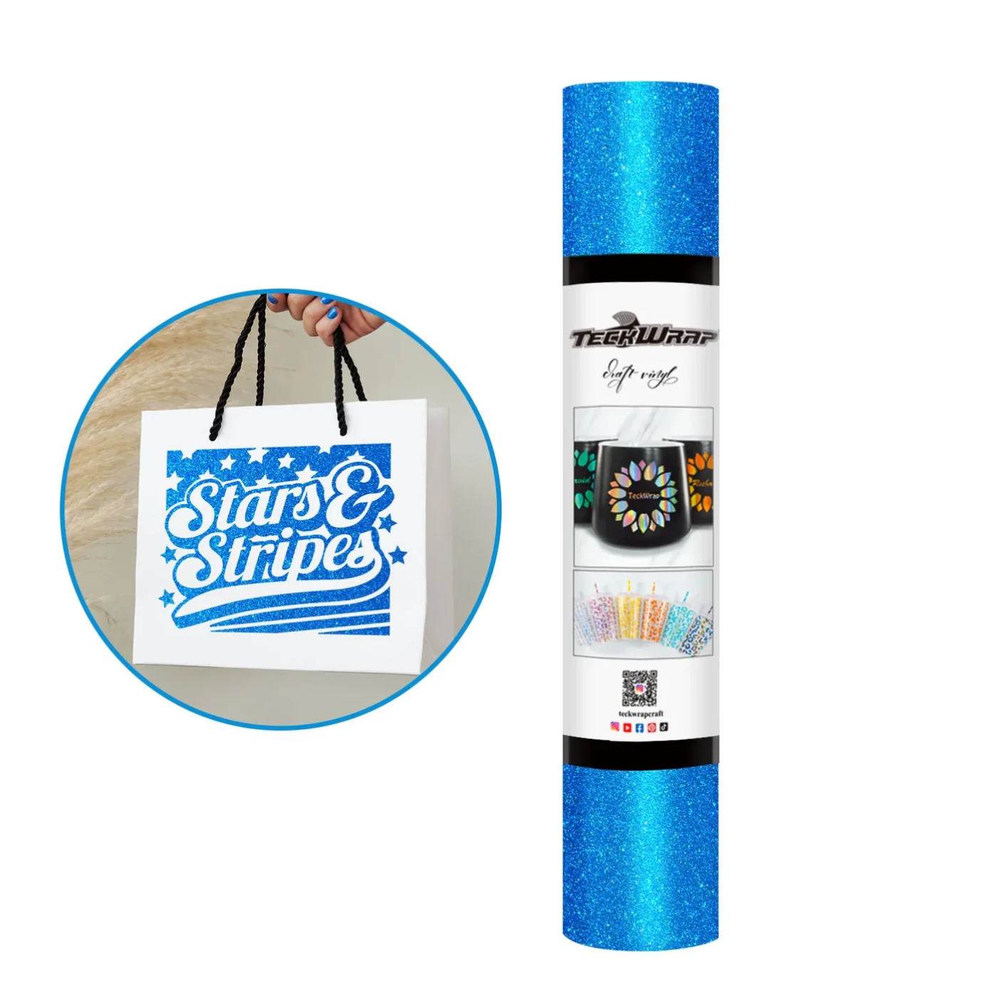 Bright Blue Glitter Adhesive Vinyl (5FT)