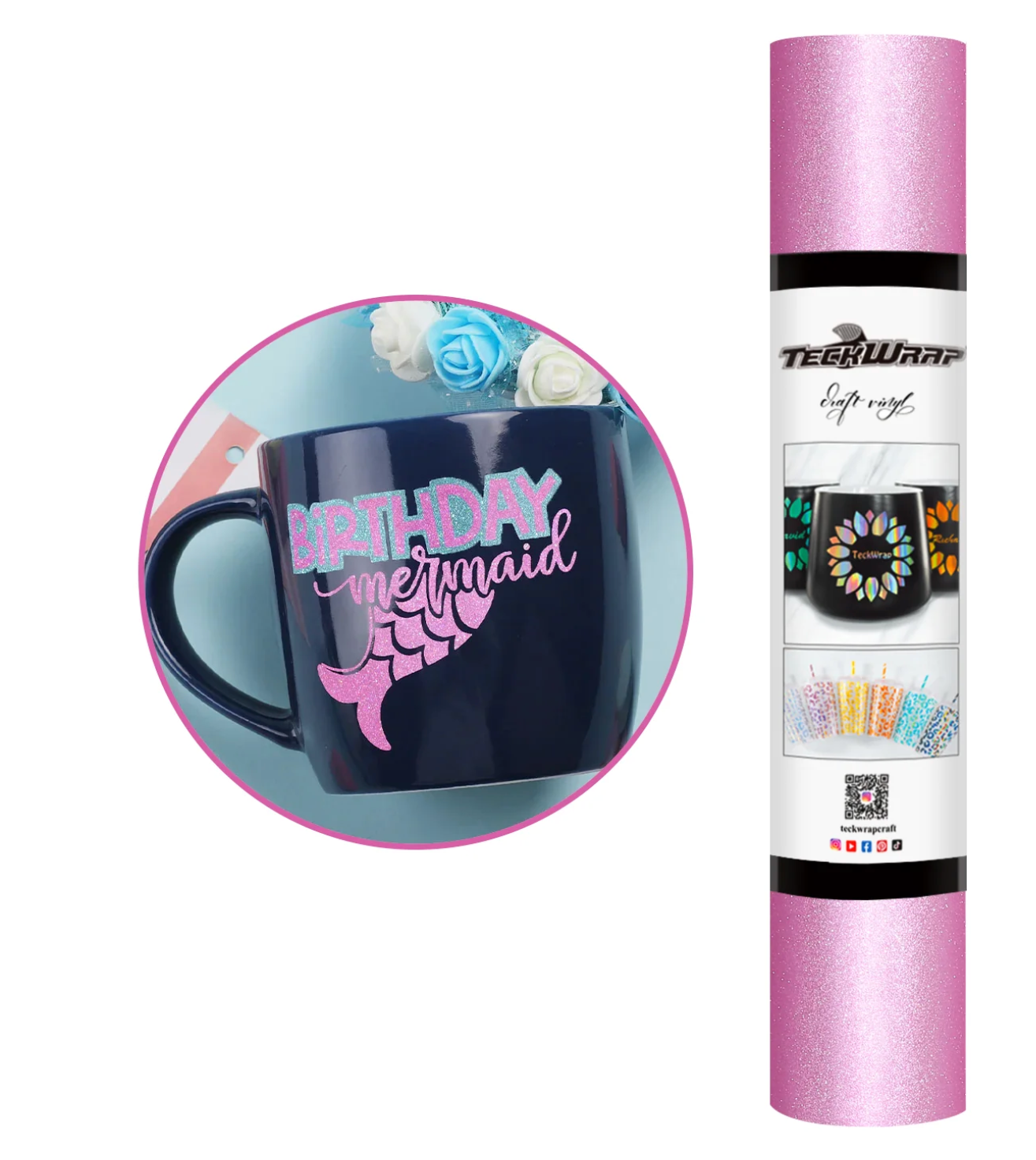 Carnation Glitter Adhesive Vinyl (5FT)