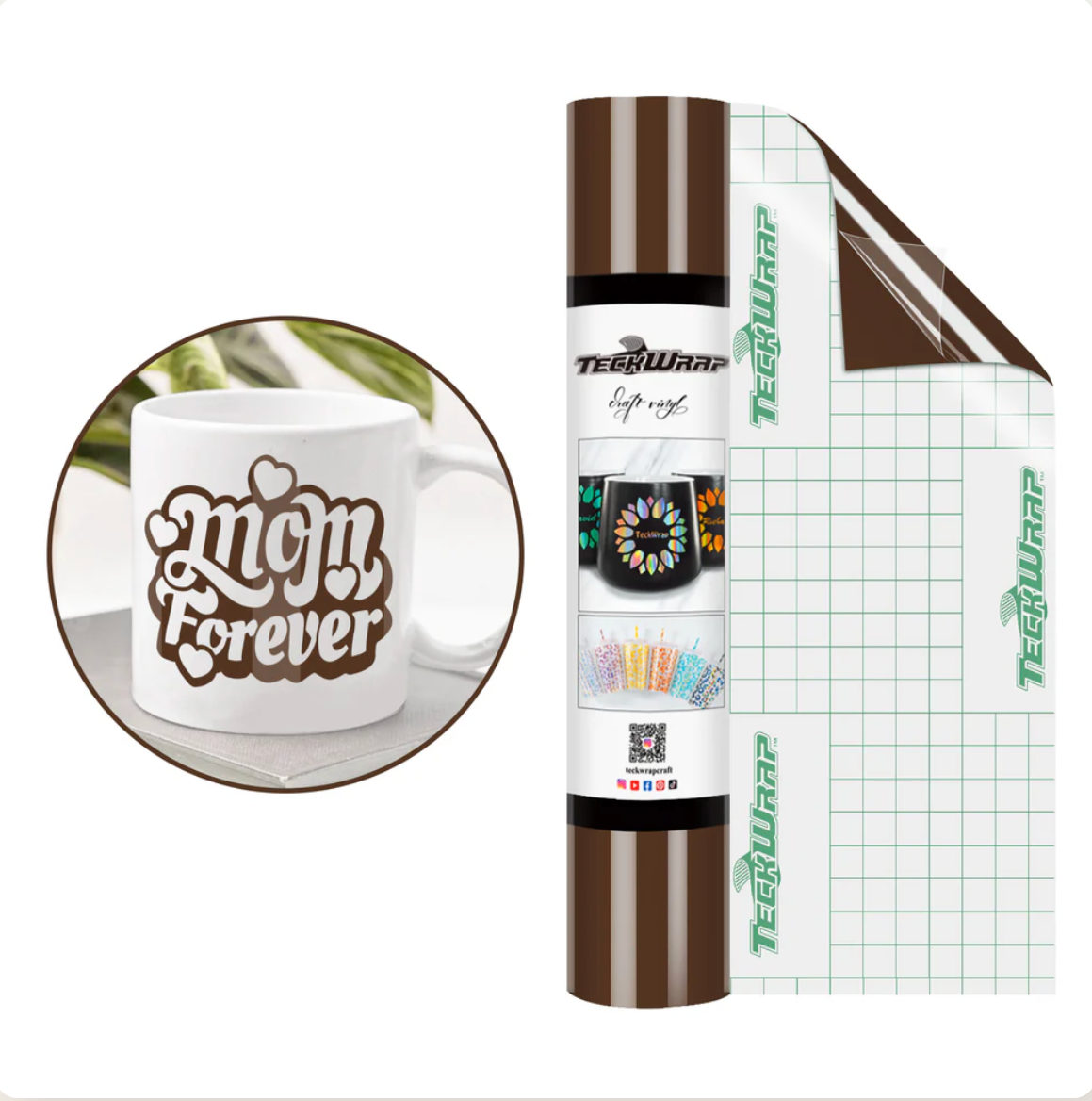 Coffee Brown Glossy Adhesive Vinyl (5FT)