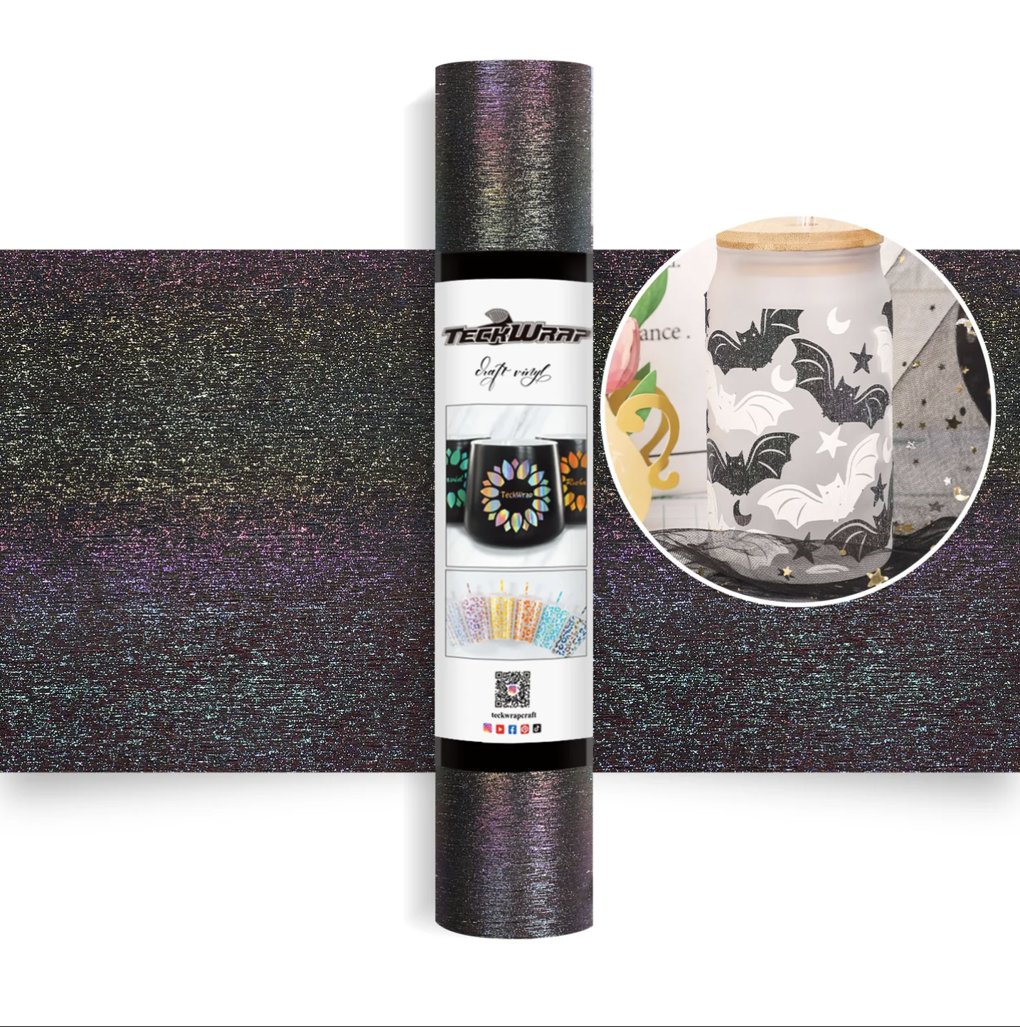 Nebula Black Glitter Brush Adhesive Vinyl (5FT)