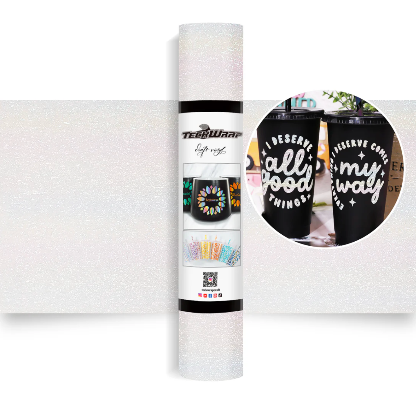 Nebula White Glitter Brush Adhesive Vinyl (5FT)