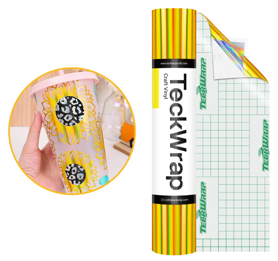 Luxury Gold Bubble Free Holographic Glossy Rainbow