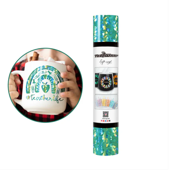 Emerald Green Holographic Glass Flower Adhesive Vinyl (5FT)