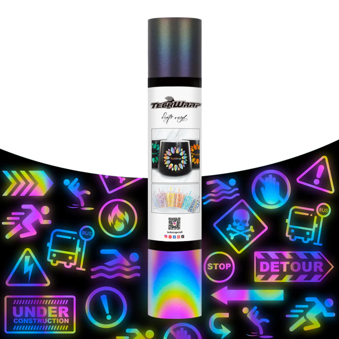Rainbow Black Reflective Adhesive Vinyl (5FT)