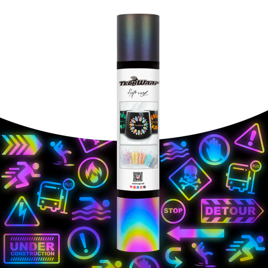 Rainbow Black Reflective Adhesive Vinyl (5FT)