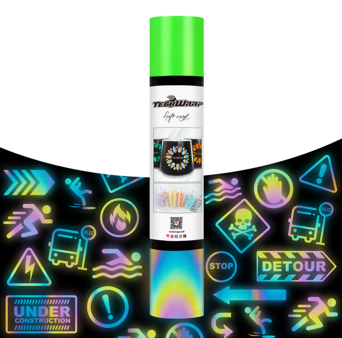 Rainbow Lime Reflective Adhesive Vinyl (5FT)