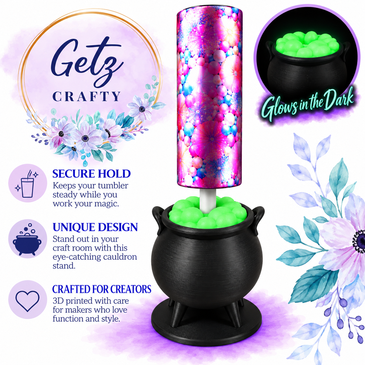 Cauldron Drying Stand 3/4” (Black & Glow Green)