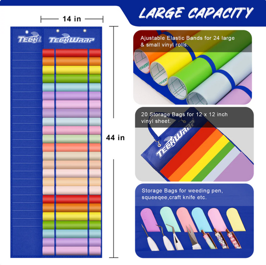 Blue Vinyl Roll Storage with 24 Compartments
