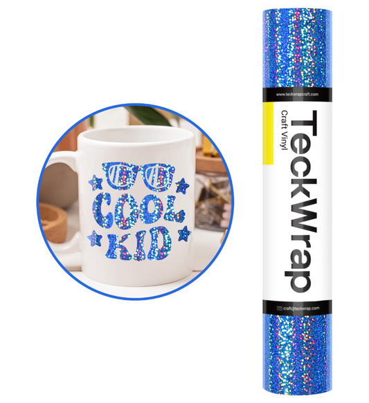 Bright Blue Holographic Sparkle Adhesive Vinyl (5FT)