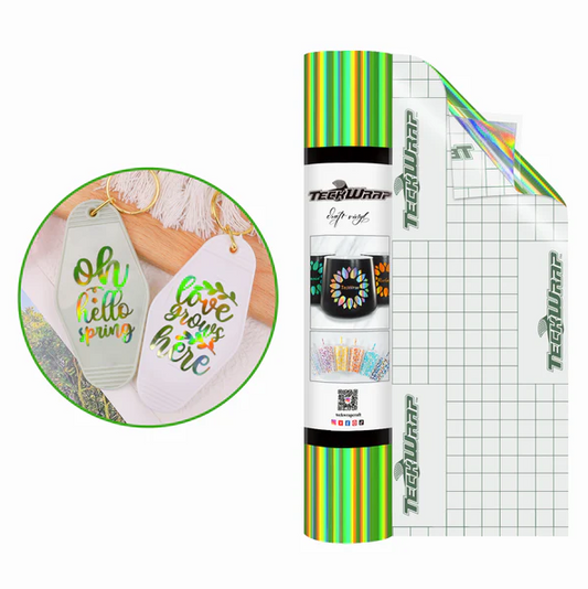 Apple Green Bubble Free Holographic Glossy Rainbow (5FT)