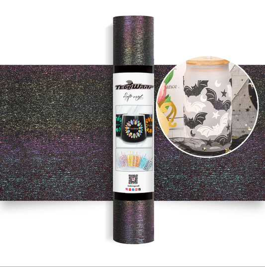 Nebula Black Glitter Brush Adhesive Vinyl (5FT)