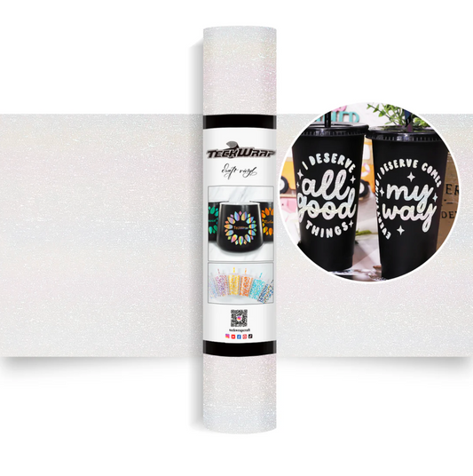 Nebula White Glitter Brush Adhesive Vinyl (5FT)