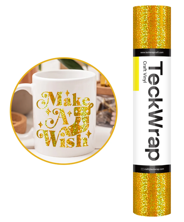 Gold Holographic Sparkle Adhesive Vinyl (5FT)