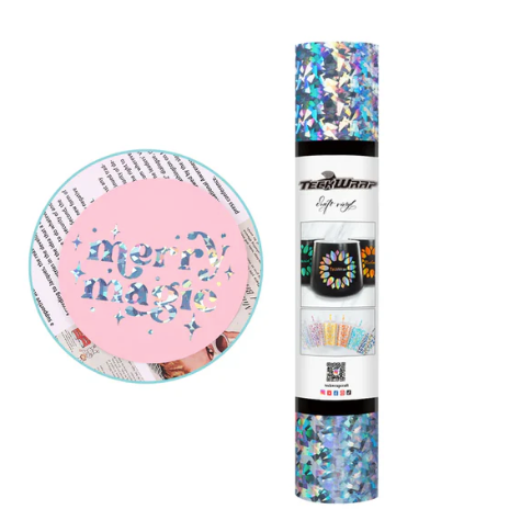 Silver Holographic Glass Flower Adhesive Vinyl (5FT)