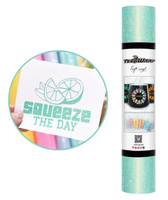 Mint Colorful Shimmer Adhesive Vinyl (5FT)
