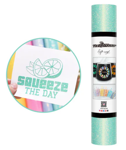 Mint Colorful Shimmer Adhesive Vinyl (5FT)