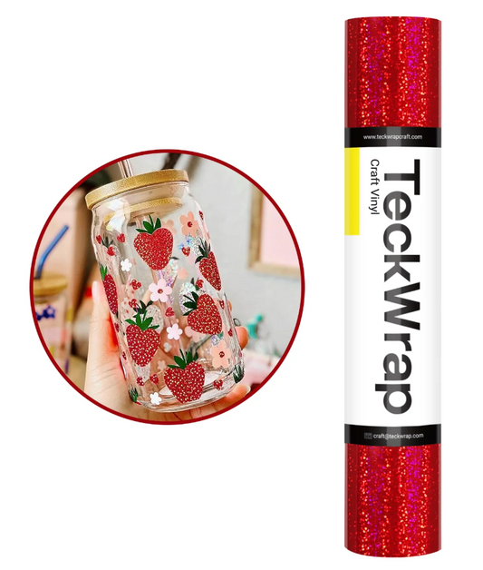 Red Holographic Sparkle Adhesive Vinyl (5FT)