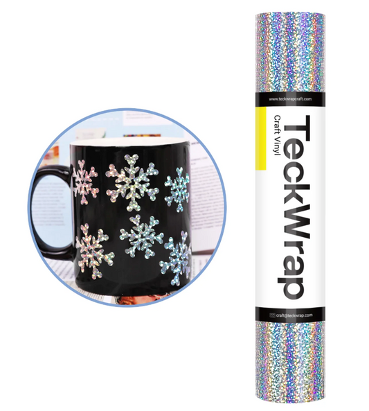 Silver Holographic Sparkle Adhesive Vinyl (5FT)